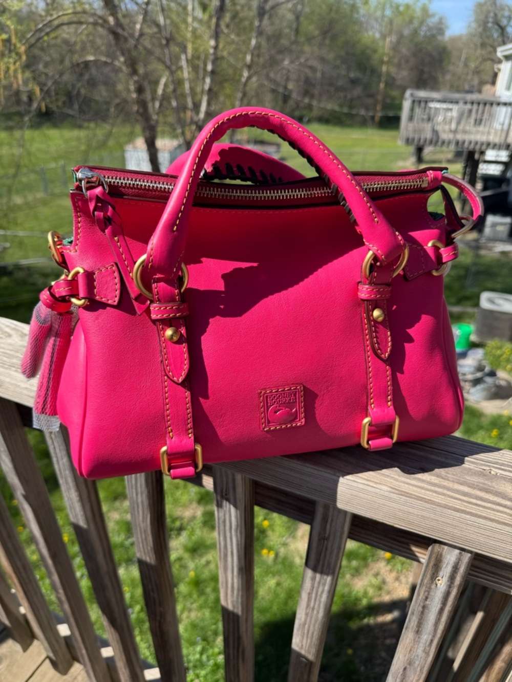 SOLD -Dooney & Bourke Mini Florentine Satchel in Fuschia